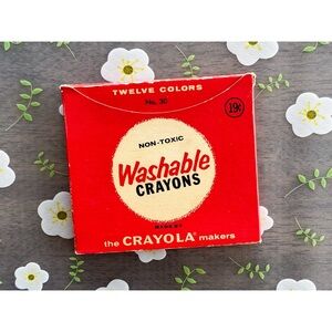 Vintage Washable Crayons 12 Ct Box Binney & Smith Crayola Makers